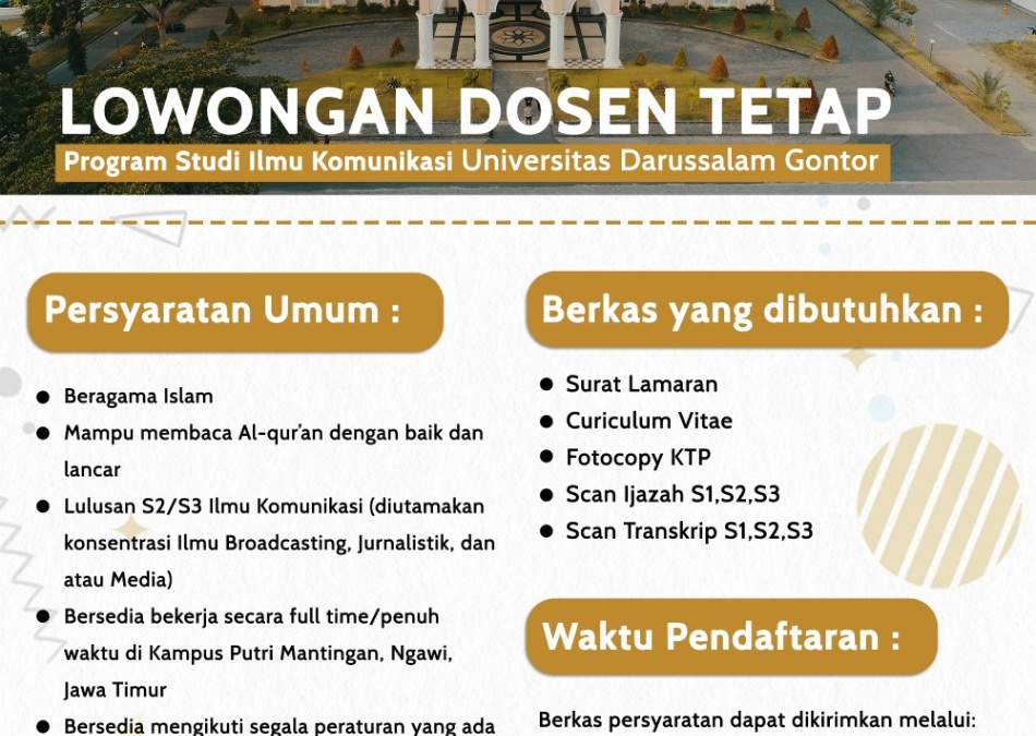 Permanent Lecturer At Darussalam Gontor University